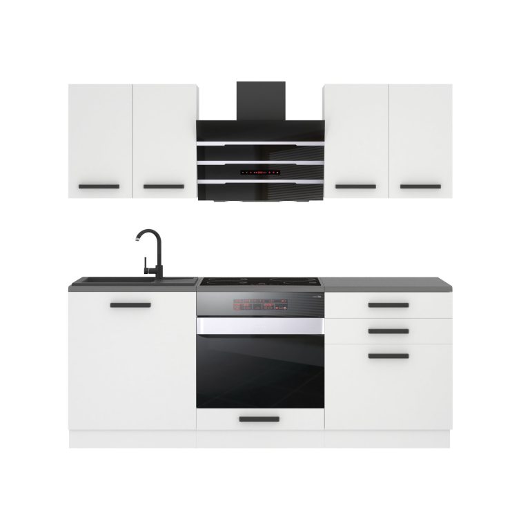 Meble kuchenne Premium Full Version 180 cm białe mat z blatem Producent TOR MARY/0/WT/WT/B/B1