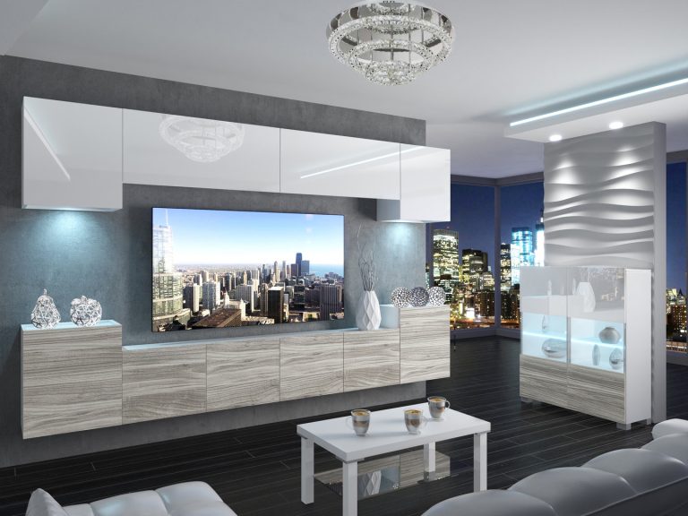 Meblościanka 300 cm TV/RTV szary antracyt grafitowy Producent IMP 4/5/W/WGW1/0/0