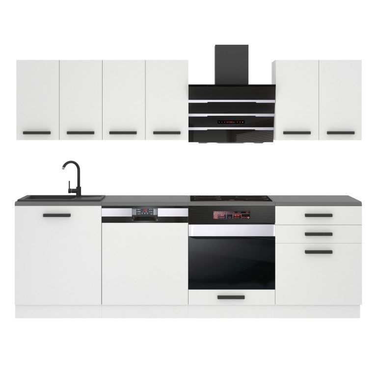 Meble kuchenne Premium Full Version 240 cm białe mat z blatem Producent TOR SUSAN/0/WT/WT/B/B1