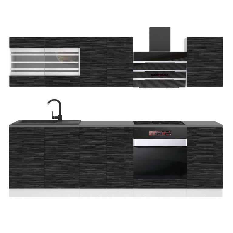 Meble kuchenne Premium Full Version 240 cm czarne heban ciemne z blatem Producent TOR MARGARET/0/WT/HK/B/B1