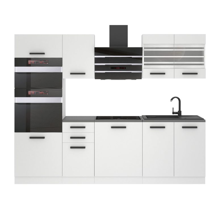 Meble kuchenne Premium Full Version 240 cm białe mat z blatem Producent TOR TRACY/0/WT/WT/B/B1