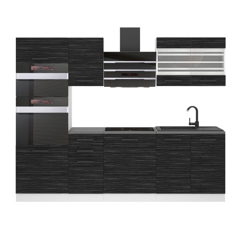 Meble kuchenne Premium Full Version 240 cm czarne heban ciemne z blatem Producent TOR TRACY/0/WT/HK/B/B1