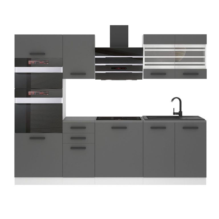 Meble kuchenne Premium Full Version 240 cm szare antracyt grafitowe z blatem Producent TOR TRACY/0/WT/SR/B/B1