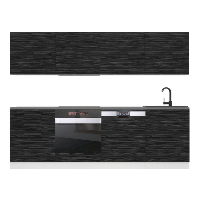 Meble kuchenne Premium Full Version 240 cm czarne heban ciemne z blatem Producent TOR ALICE/0/WT/HK/B/ B1