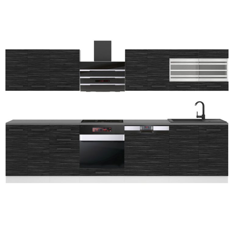 Meble kuchenne Premium Full Version 300 cm czarne heban ciemne z blatem Producent TOR LUCY/0/WT/HK/B/B1
