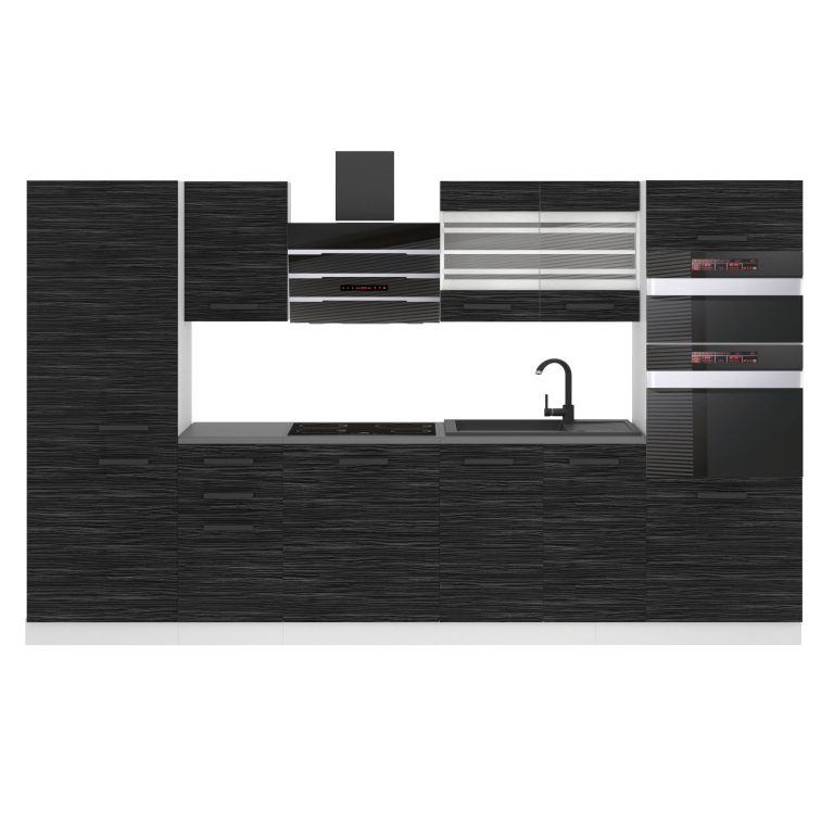 Meble kuchenne Premium Full Version 300 cm czarne heban ciemne bez blatu Producent TOR MILA/0/WT/HK/0/B1