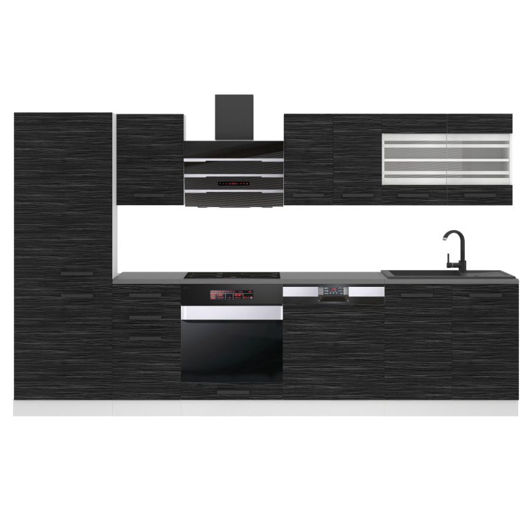 Meble kuchenne Premium Full Version 300 cm czarne heban ciemne bez blatu Producent TOR CINDY/0/WT/HK/0/B1