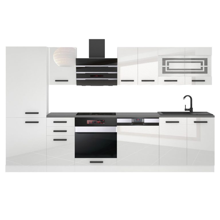 Meble kuchenne Premium Full Version 300 cm białe połysk bez blatu Producent INF CINDY/0/WT/W/0/B1