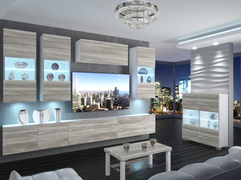 Meblościanka 300 cm TV/RTV szary antracyt grafitowy Producent IMP 5/5/W/GW1/0/0