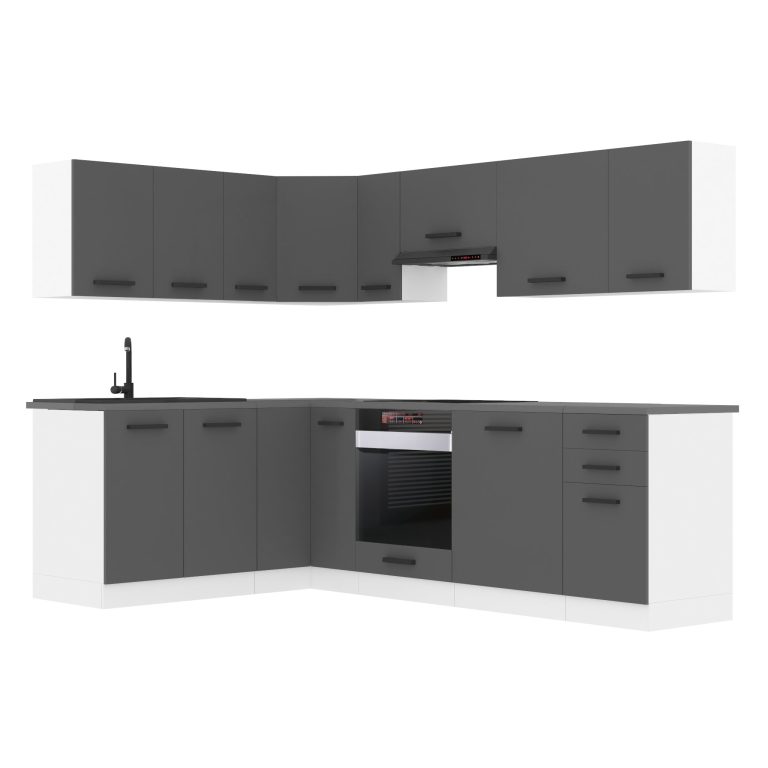 Meble kuchenne Premium Full Version 420 cm szare antracyt grafitowe z blatem Producent TOR JANET/0/WT/SR/B/B1