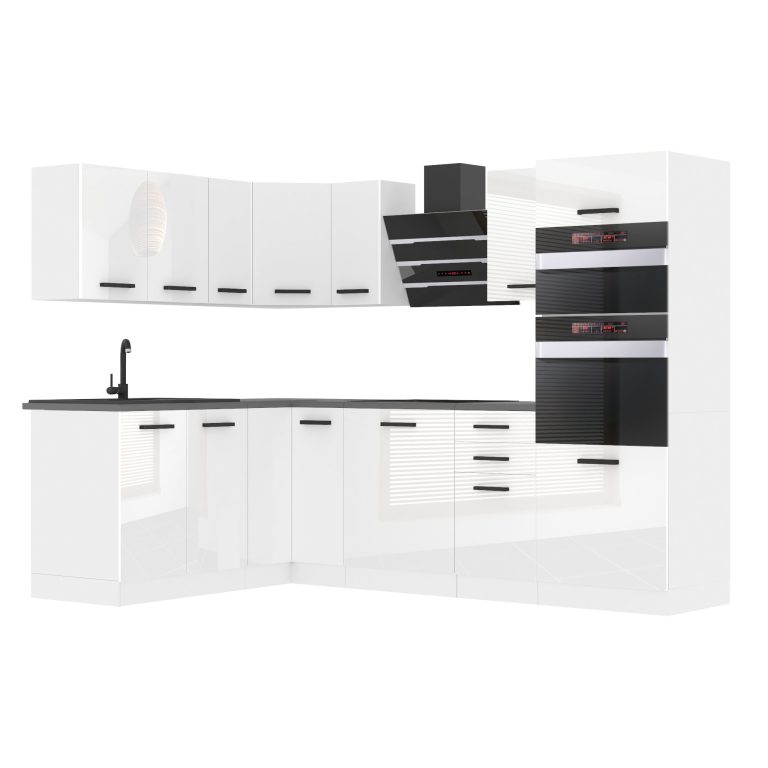 Meble kuchenne Premium Full Version 420 cm białe połysk z blatem Producent INF MELANIE/0/WT/W/B/B1