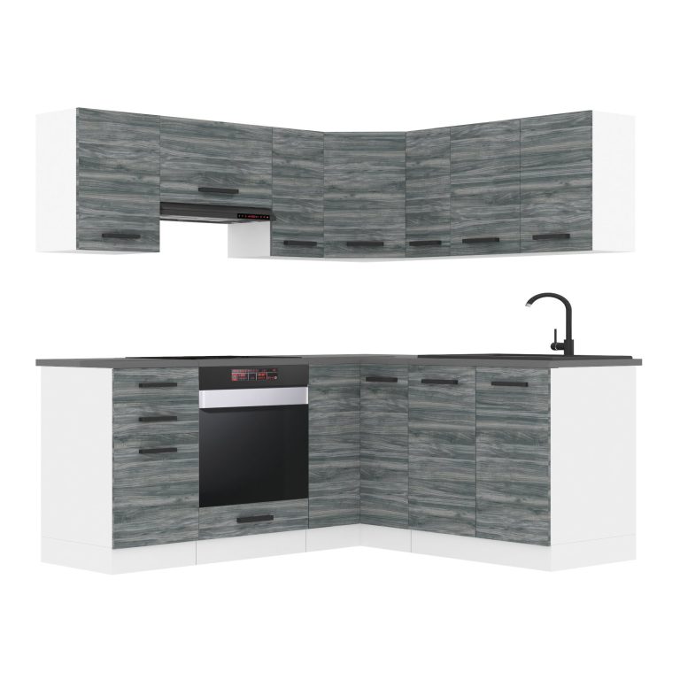 Meble kuchenne Premium Full Version 380 cm szare antracyt grafitowe bez blatu Producent TOR SARAH/1/WT/GW/0/B1
