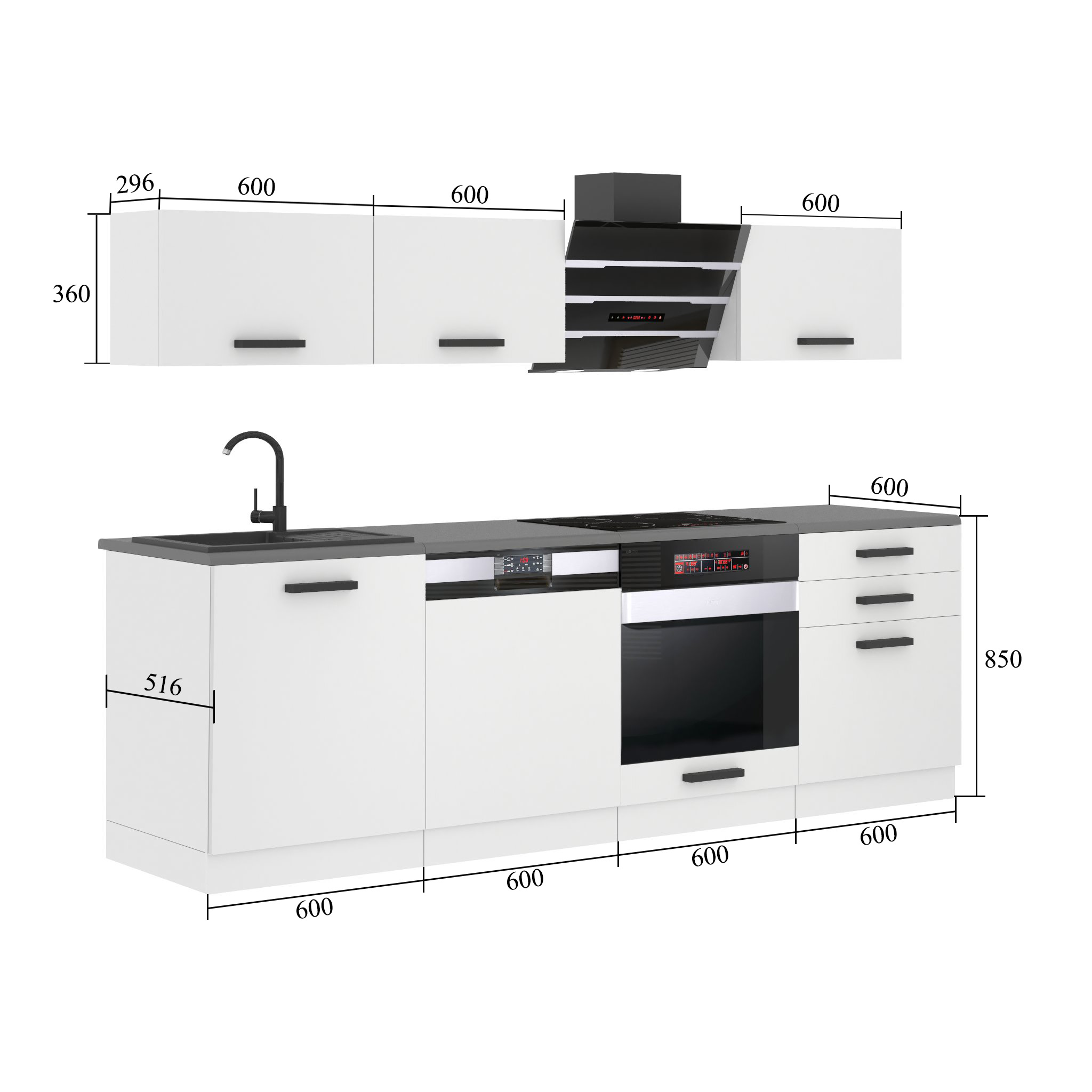 Meble kuchenne Premium Full Version 240 cm czerwone połysk bez blatu Producent INF LINDA/0/WT/R/0/B1