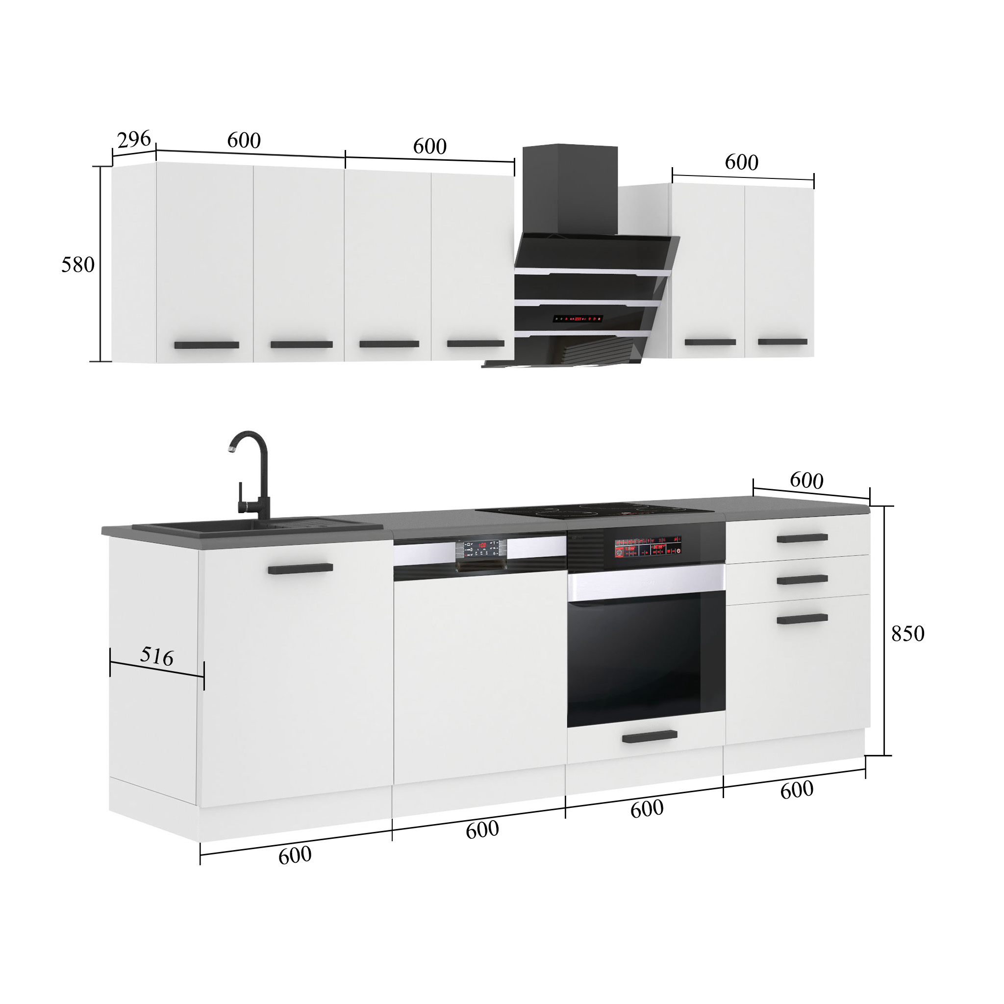 Meble kuchenne Premium Full Version 240 cm białe mat bez blatu Producent TOR SUSAN/0/WT/WT/0/B1