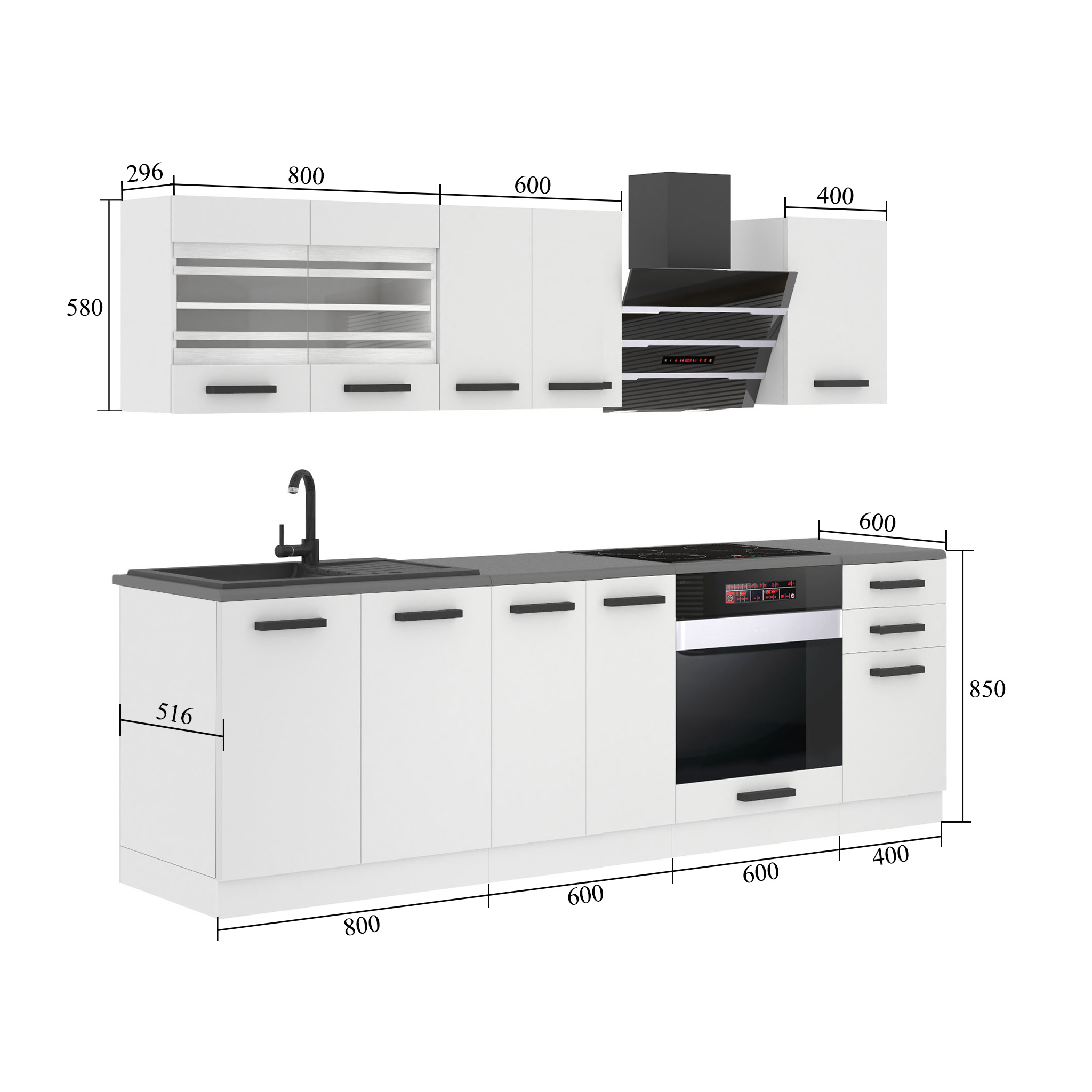 Meble kuchenne Premium Full Version 240 cm dębowe dąb wotan dąb sonoma bez blatu Producent TOR MARGARET/0/WT/DW/0/B1