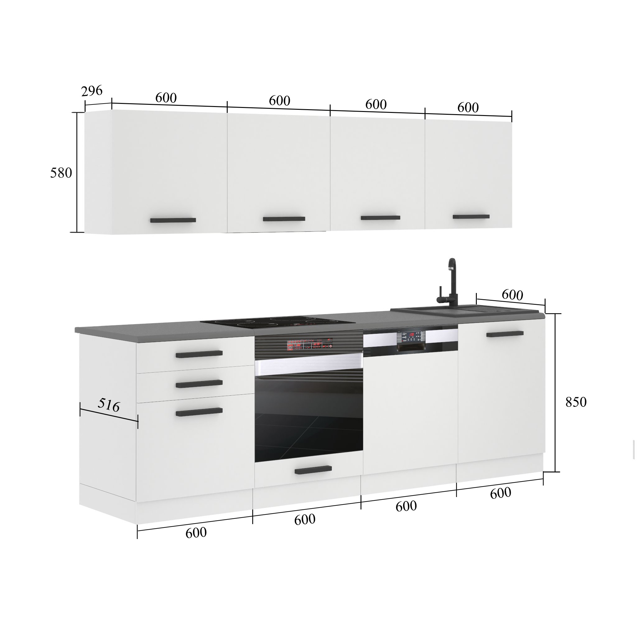 Meble kuchenne Premium Full Version 240 cm czerwone połysk z blatem Producent INF ALICE/0/WT/R/B/ B1