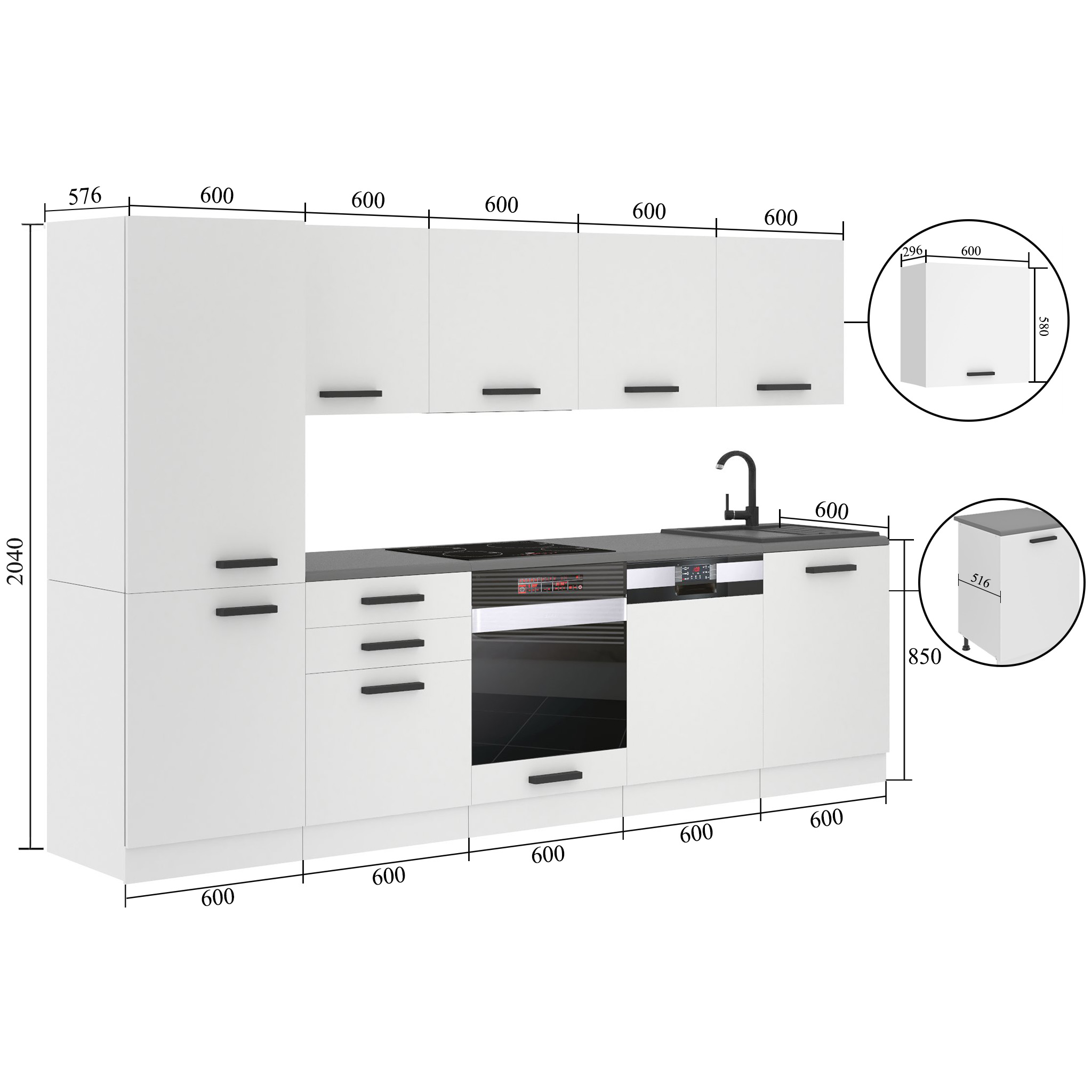 Meble kuchenne Premium Full Version 300 cm białe połysk bez blatu Producent INF ROSE/0/WT/W/0/B1