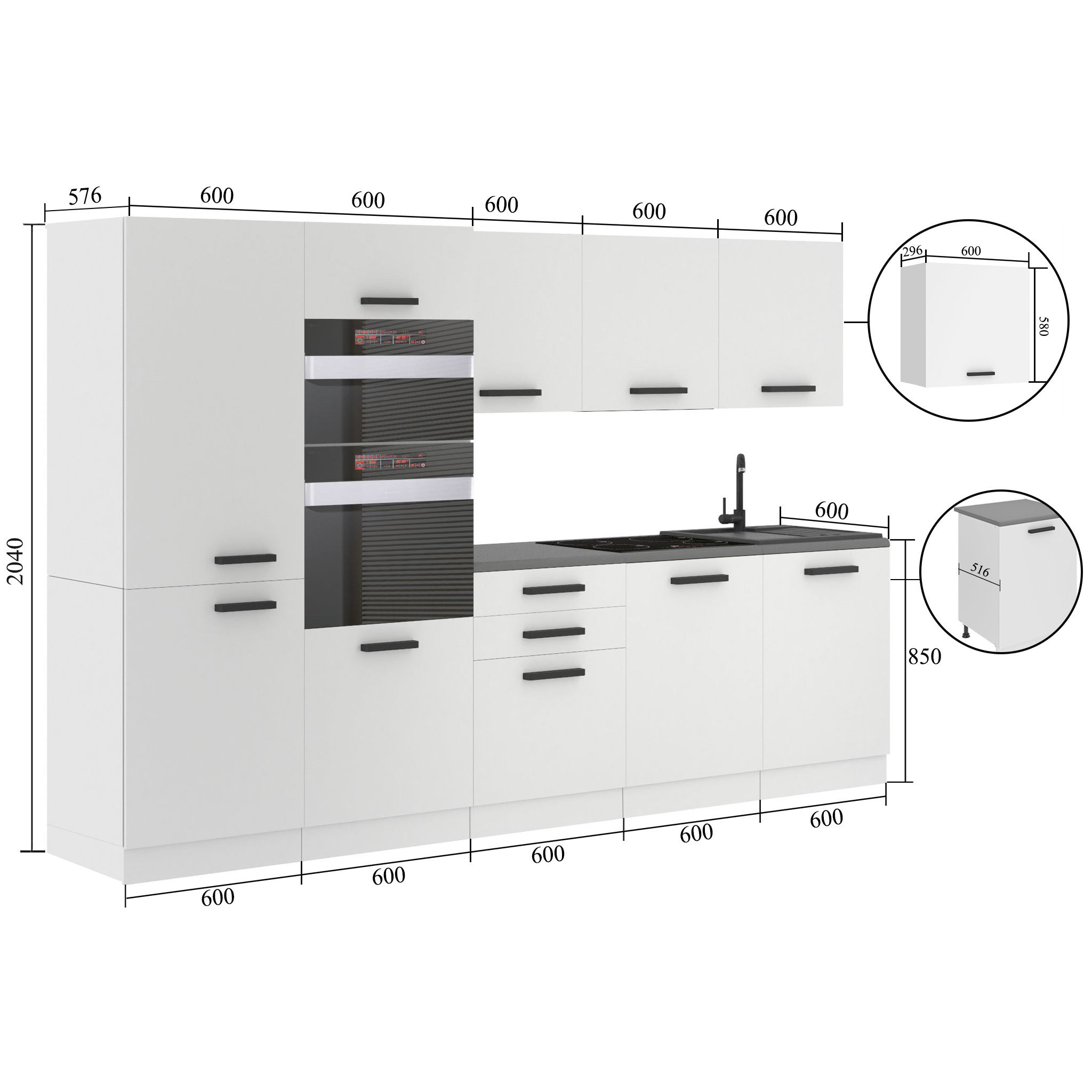 Meble kuchenne Premium Full Version 300 cm białe połysk z blatem Producent INF GRACE/0/WT/W/B/B1
