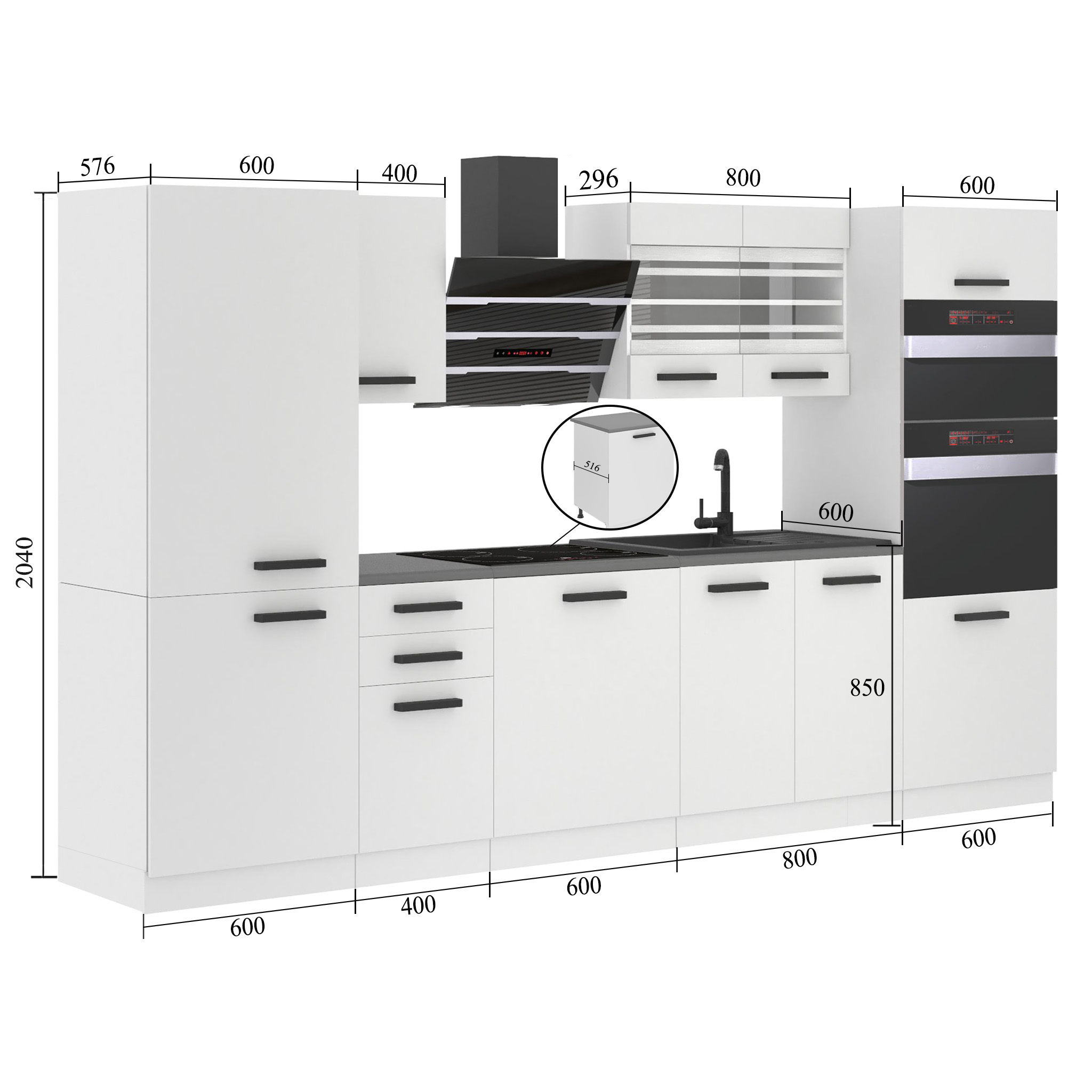 Meble kuchenne Premium Full Version 300 cm czerwone połysk z blatem Producent INF MILA/0/WT/R/B/B1