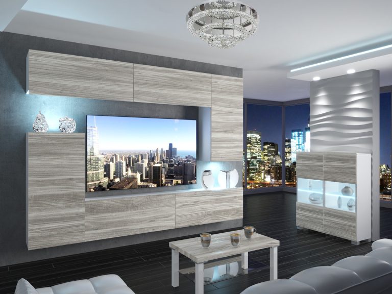 Meblościanka 250 cm TV/RTV szara antracyt grafitowa Producent IMP 8/5/W/GW1/0/0