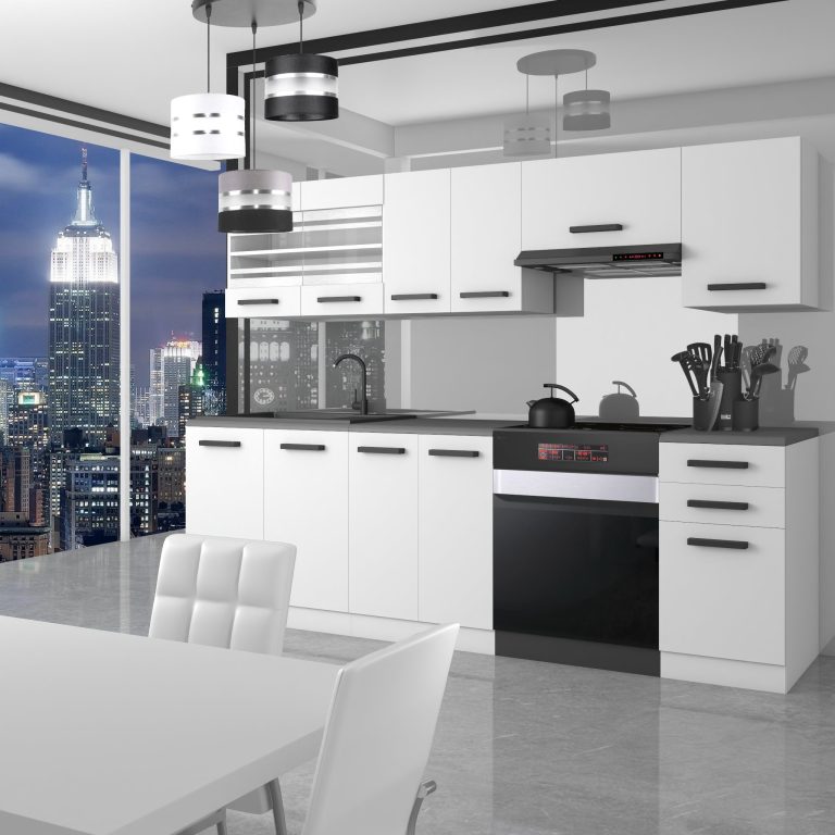 Meble kuchenne Premium Full Version 240 cm białe mat bez blatu Producent TOR LILY/0/WT/WT/0/B1