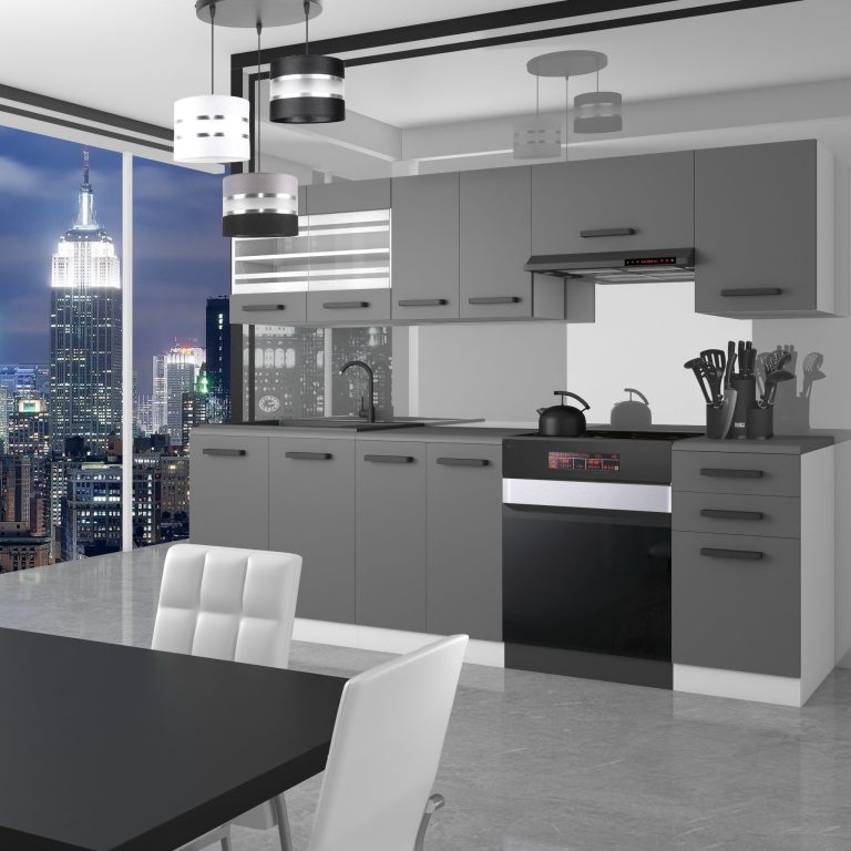 Meble kuchenne Premium Full Version 240 cm szare antracyt grafitowe bez blatu Producent TOR LILY/0/WT/SR/0/B1