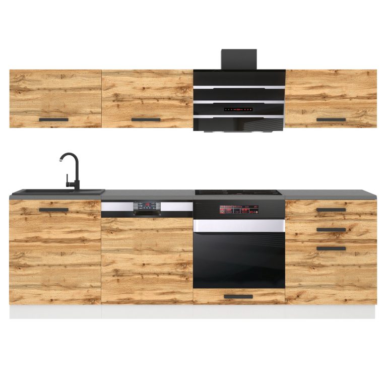 Meble kuchenne Premium Full Version 240 cm dębowe dąb wotan dąb sonoma z blatem Producent TOR LINDA/0/WT/DW/B/B1