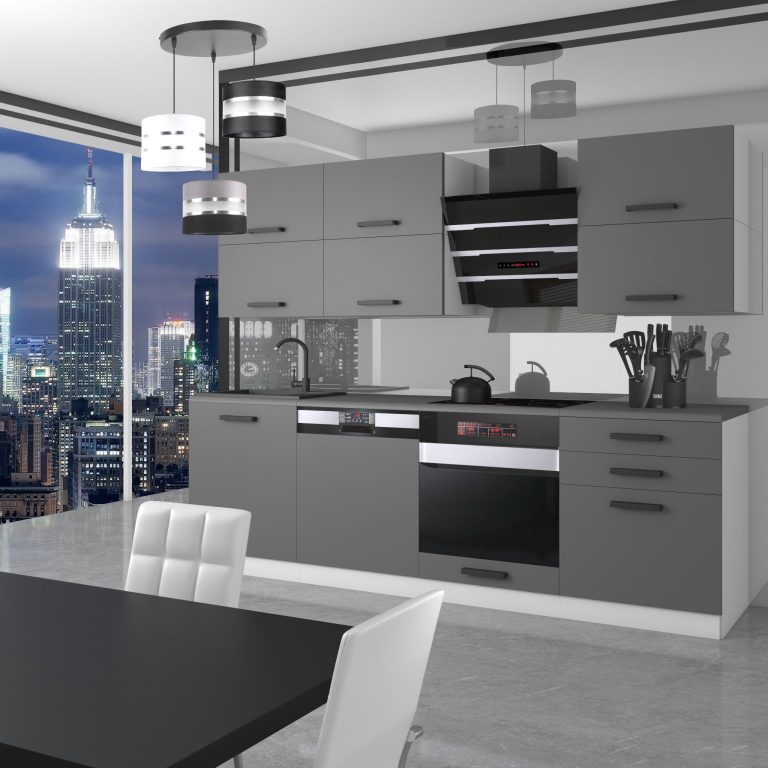 Meble kuchenne Premium Full Version 240 cm szare antracyt grafitowe bez blatu Producent TOR MADISON/0/WT/SR/0/B1