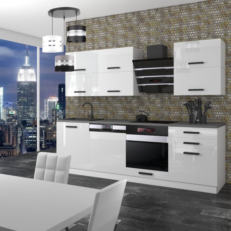 Meble kuchenne Premium Full Version 240 cm białe połysk bez blatu Producent INF MADISON/0/WT/W/0/B1