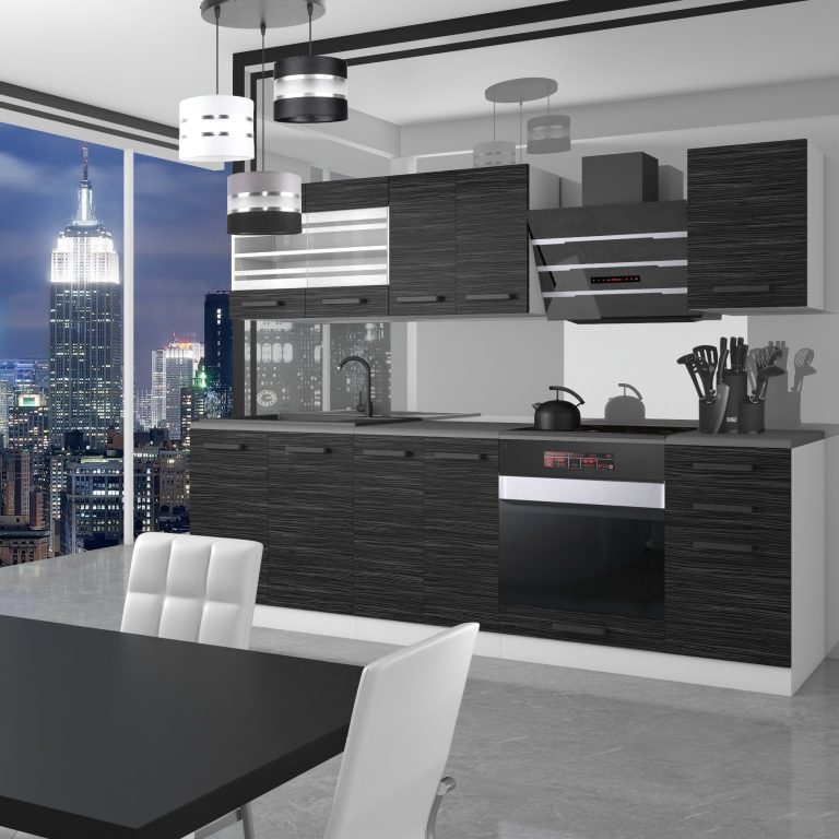 Meble kuchenne Premium Full Version 240 cm czarne heban ciemne z blatem Producent TOR MARGARET/0/WT/HK/B/B1