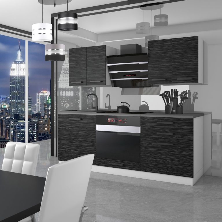 Meble kuchenne Premium Full Version 180 cm czarne heban ciemne z blatem Producent TOR MARY/0/WT/HK/B/B1