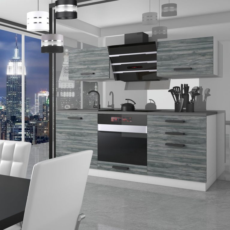 Meble kuchenne Premium Full Version 180 cm szare antracyt grafitowe z blatem Producent TOR SOPHIA/0/WT/GW/B/B1