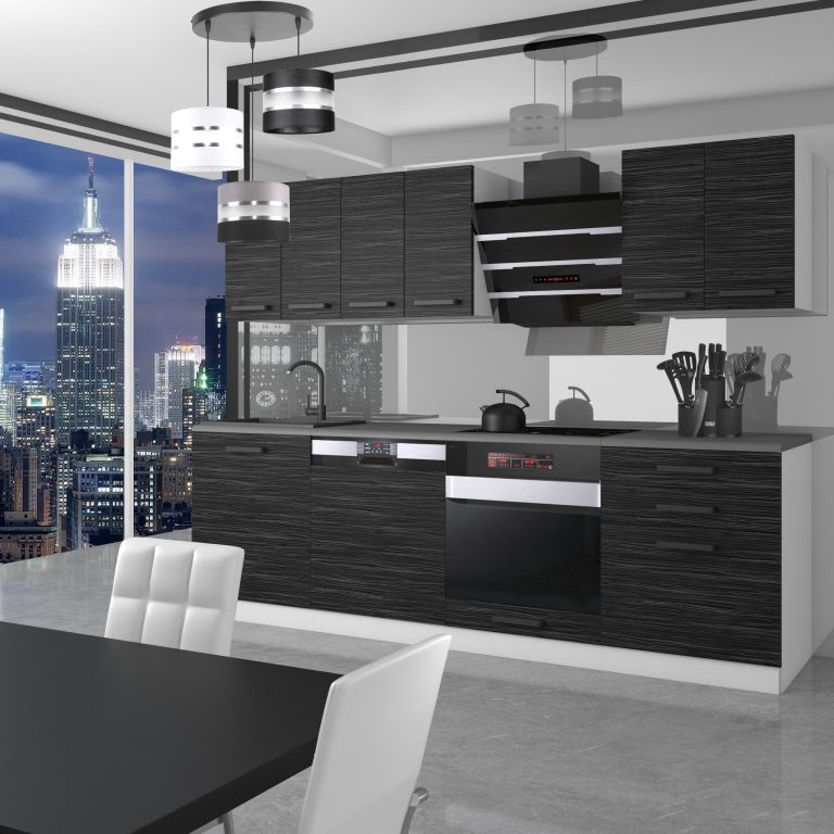 Meble kuchenne Premium Full Version 240 cm czarne heban ciemne bez blatu Producent TOR SUSAN/0/WT/HK/0/B1