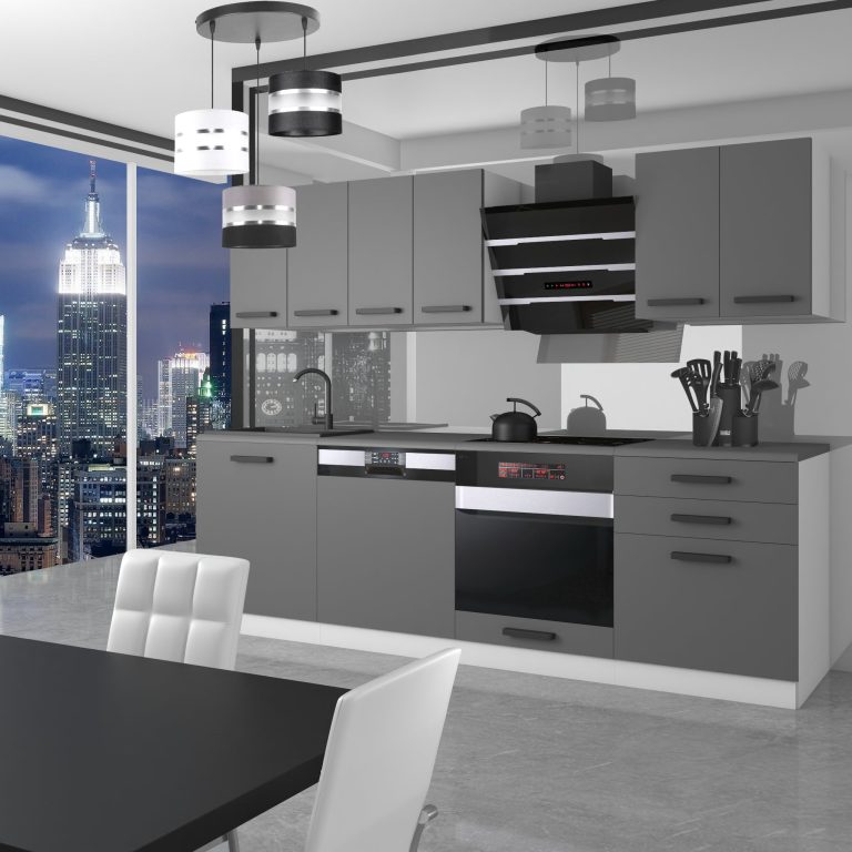 Meble kuchenne Premium Full Version 240 cm szare antracyt grafitowe bez blatu Producent TOR SUSAN/0/WT/SR/0/B1