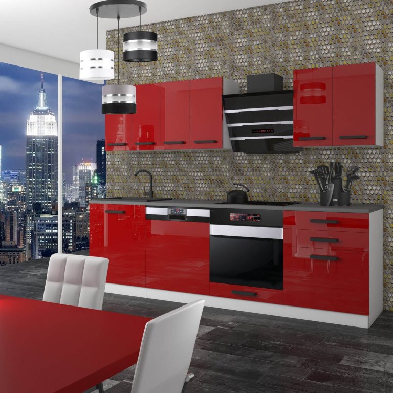 Meble kuchenne Premium Full Version 240 cm czerwone połysk bez blatu Producent INF SUSAN/0/WT/R/0/B1