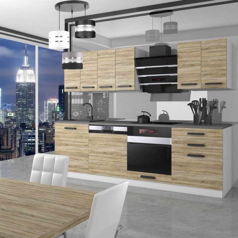 Meble kuchenne Premium Full Version 240 cm dębowe dąb wotan dąb sonoma z blatem Producent TOR SUSAN/0/WT/DS/B/B1