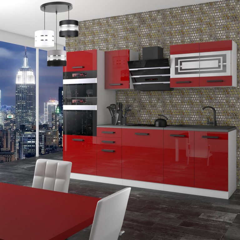 Meble kuchenne Premium Full Version 240 cm czerwone połysk bez blatu Producent INF TRACY/0/WT/R/0/B1