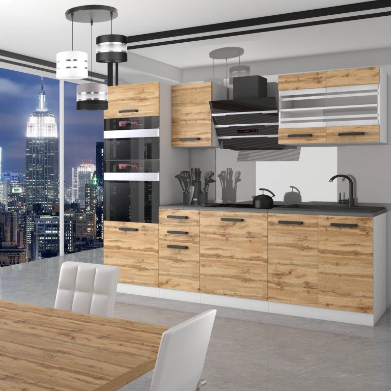 Meble kuchenne Premium Full Version 240 cm dębowe dąb wotan dąb sonoma z blatem Producent TOR TRACY/0/WT/DW/B/B1