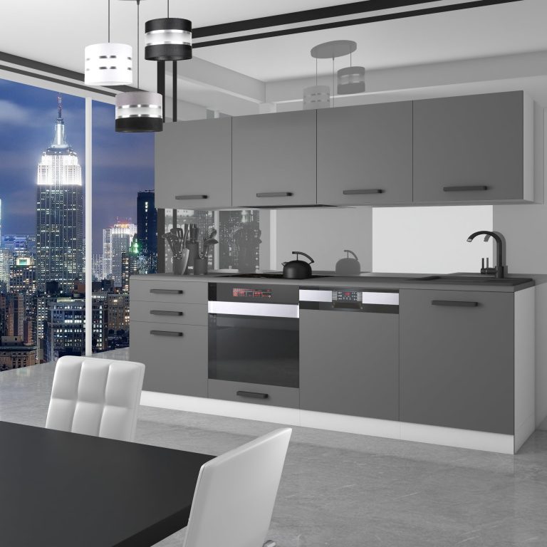 Meble kuchenne Premium Full Version 240 cm szare antracyt grafitowe bez blatu Producent TOR ALICE/0/WT/SR/0/ B1