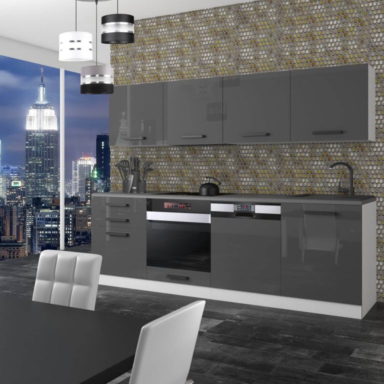 Meble kuchenne Premium Full Version 240 cm szare połysk bez blatu Producent INF ALICE/0/WT/S/0/ B1