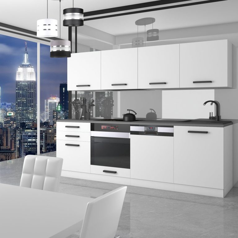 Meble kuchenne Premium Full Version 240 cm białe mat z blatem Producent TOR ALICE/0/WT/WT/B/ B1