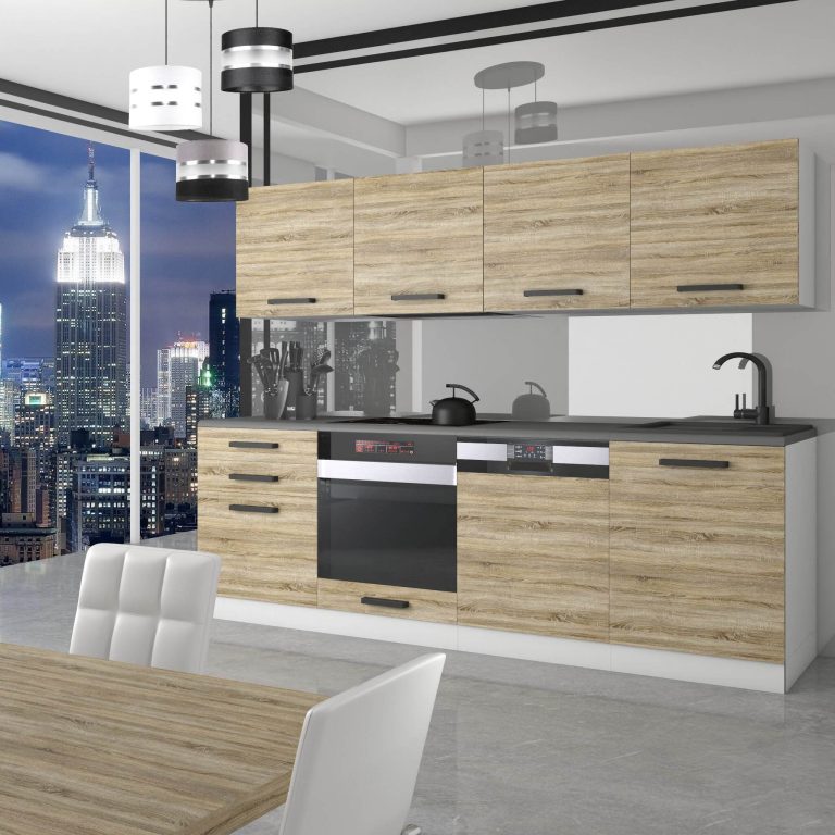 Meble kuchenne Premium Full Version 240 cm dębowe dąb wotan dąb sonoma z blatem Producent TOR ALICE/0/WT/DS/B/ B1