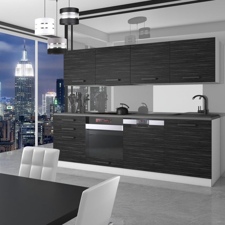 Meble kuchenne Premium Full Version 240 cm czarne heban ciemne z blatem Producent TOR ALICE/0/WT/HK/B/ B1