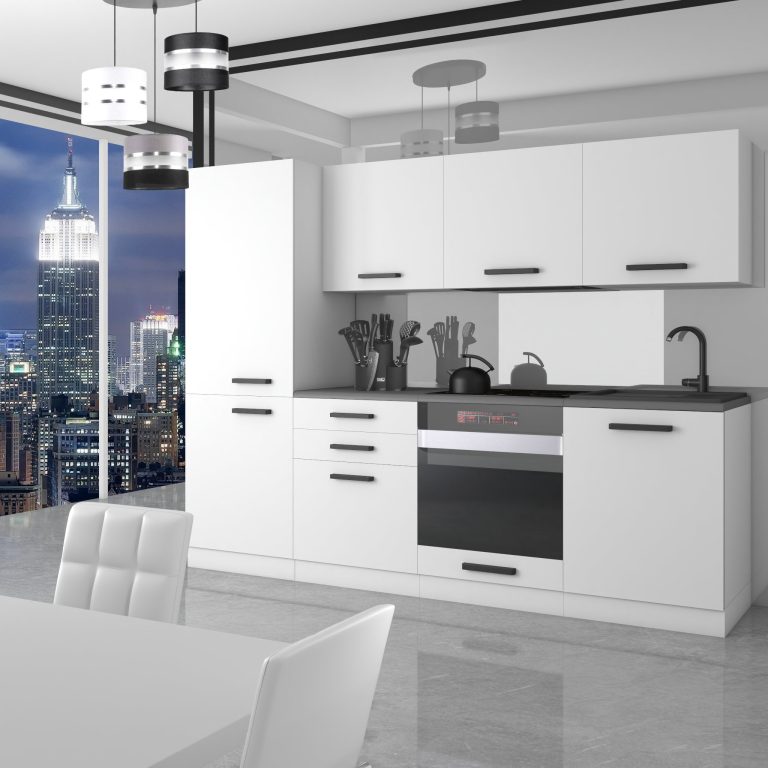 Meble kuchenne Premium Full Version 240 cm białe mat bez blatu Producent TOR SANDY/0/WT/WT/0/B1