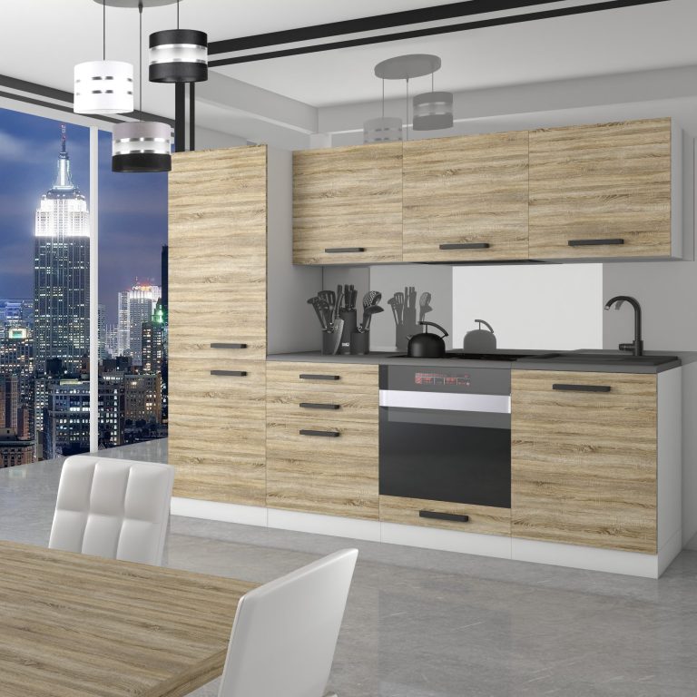 Meble kuchenne Premium Full Version 240 cm dębowe dąb wotan dąb sonoma bez blatu Producent TOR SANDY/0/WT/DS/0/B1