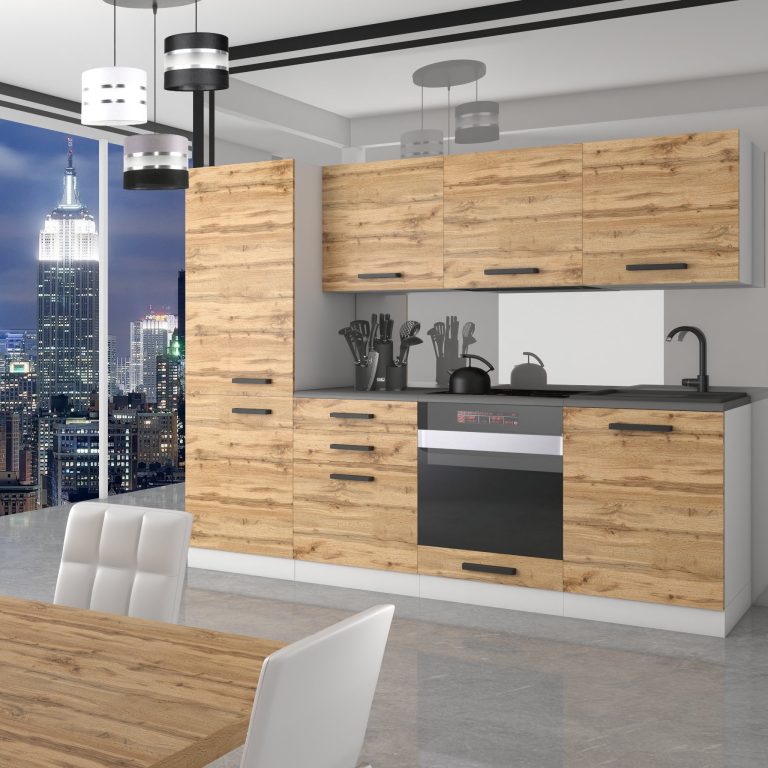 Meble kuchenne Premium Full Version 240 cm dębowe dąb wotan dąb sonoma z blatem Producent TOR SANDY/0/WT/DW/B/B1