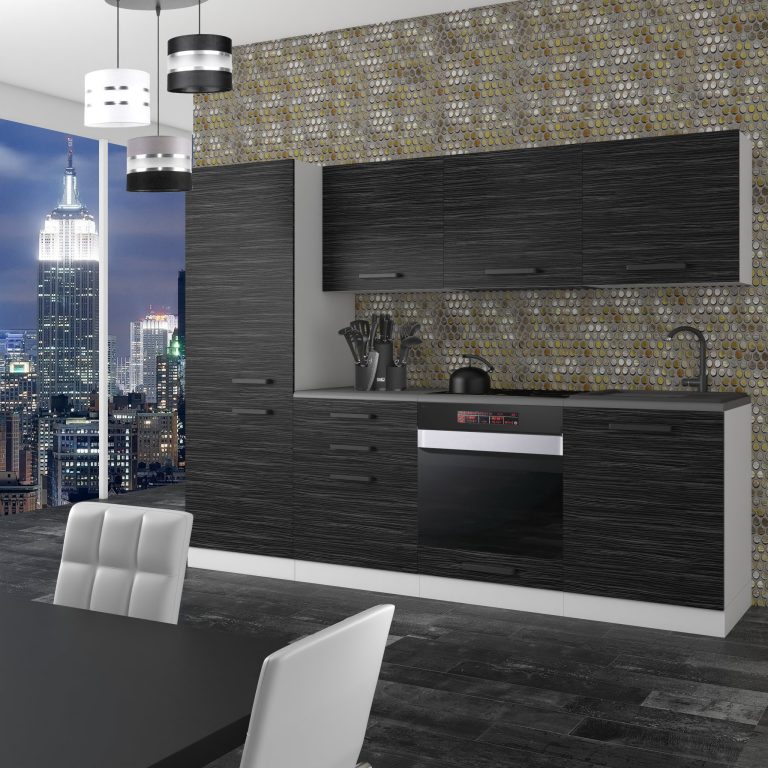 Meble kuchenne Premium Full Version 240 cm czarne heban ciemne z blatem Producent TOR SANDY/0/WT/HK/B/B1