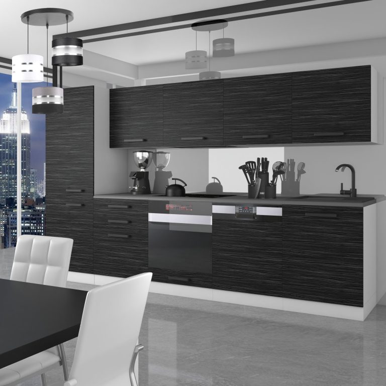 Meble kuchenne Premium Full Version 300 cm czarne heban ciemne bez blatu Producent TOR ROSE/0/WT/HK/0/B1