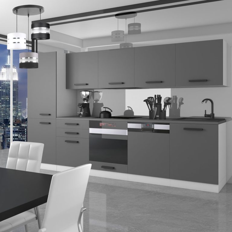Meble kuchenne Premium Full Version 300 cm szare antracyt grafitowe bez blatu Producent TOR ROSE/0/WT/SR/0/B1