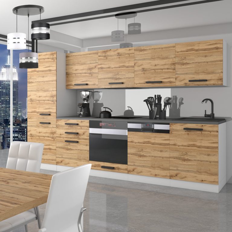 Meble kuchenne Premium Full Version 300 cm dębowe dąb wotan dąb sonoma z blatem Producent TOR ROSE/0/WT/DW/B/B1